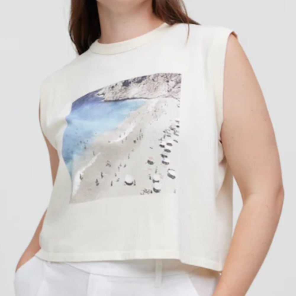 NWT Madewell Graphic Crewneck Muscle Tee in Antique Cream